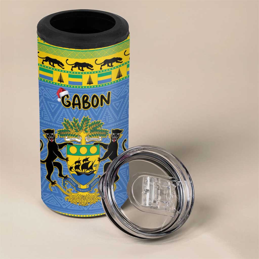 Afro Gabon Christmas 4 in 1 Can Cooler Tumbler Coat Of Arms Mix African Pattern LT15