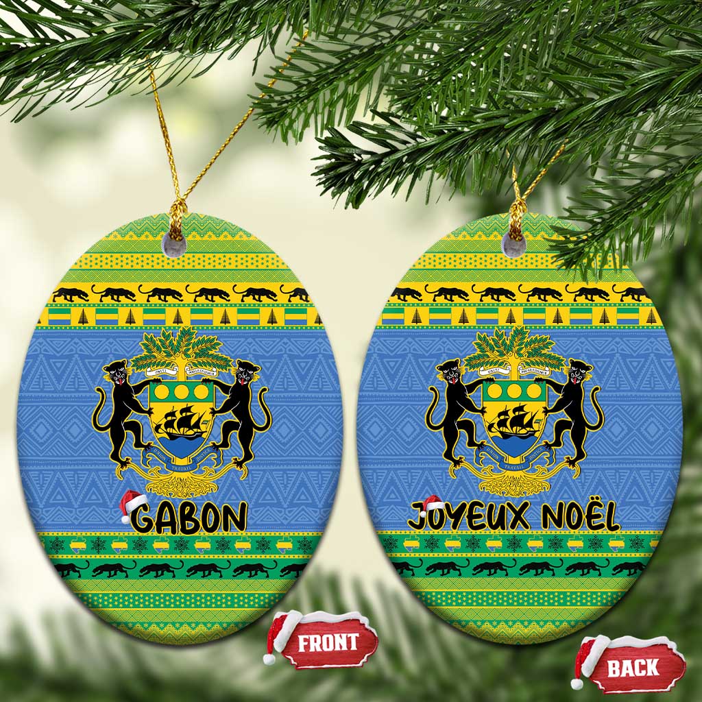 Gabon Christmas Ceramic Ornament Coat Of Arms Joyeux Noel LT15