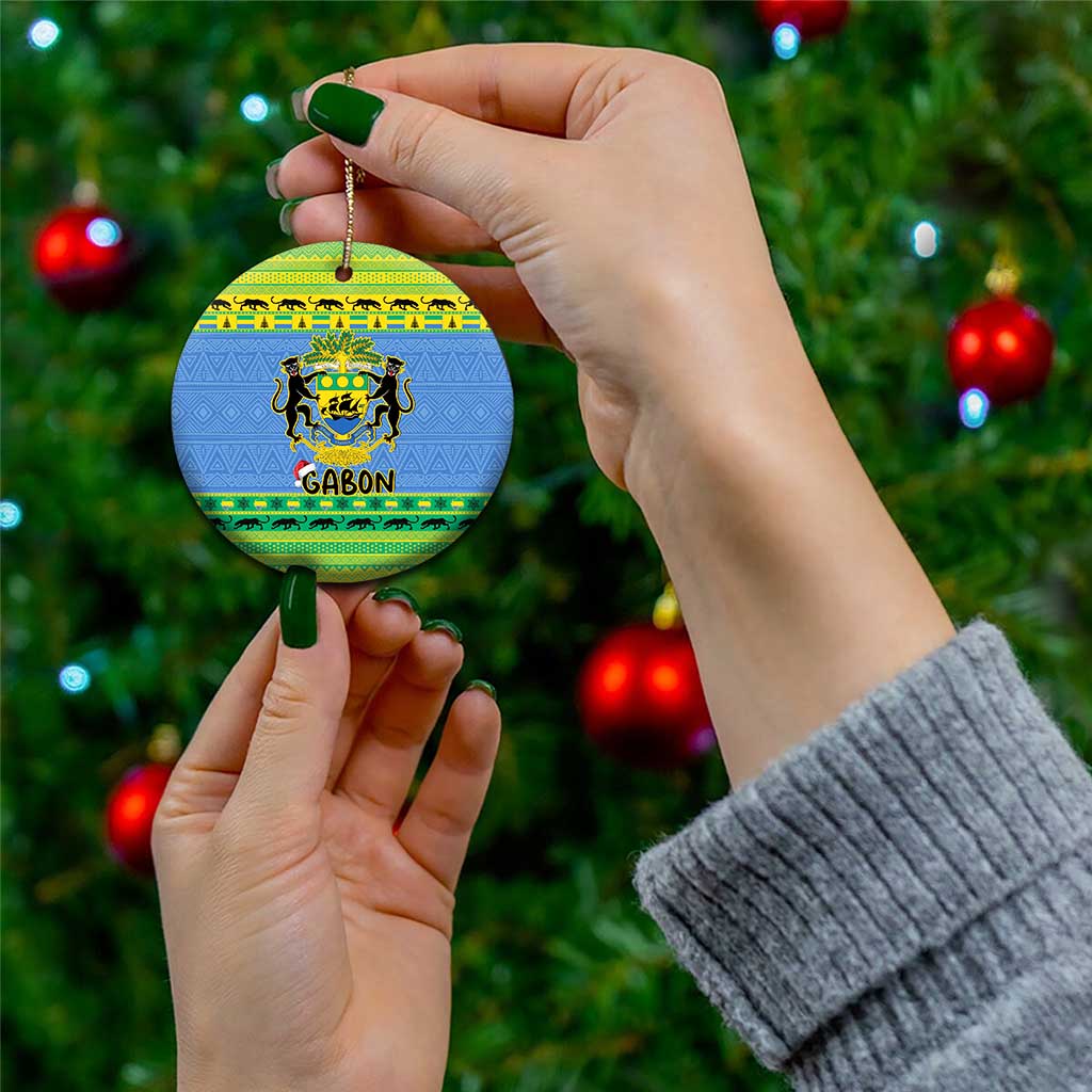 Gabon Christmas Ceramic Ornament Coat Of Arms Joyeux Noel LT15