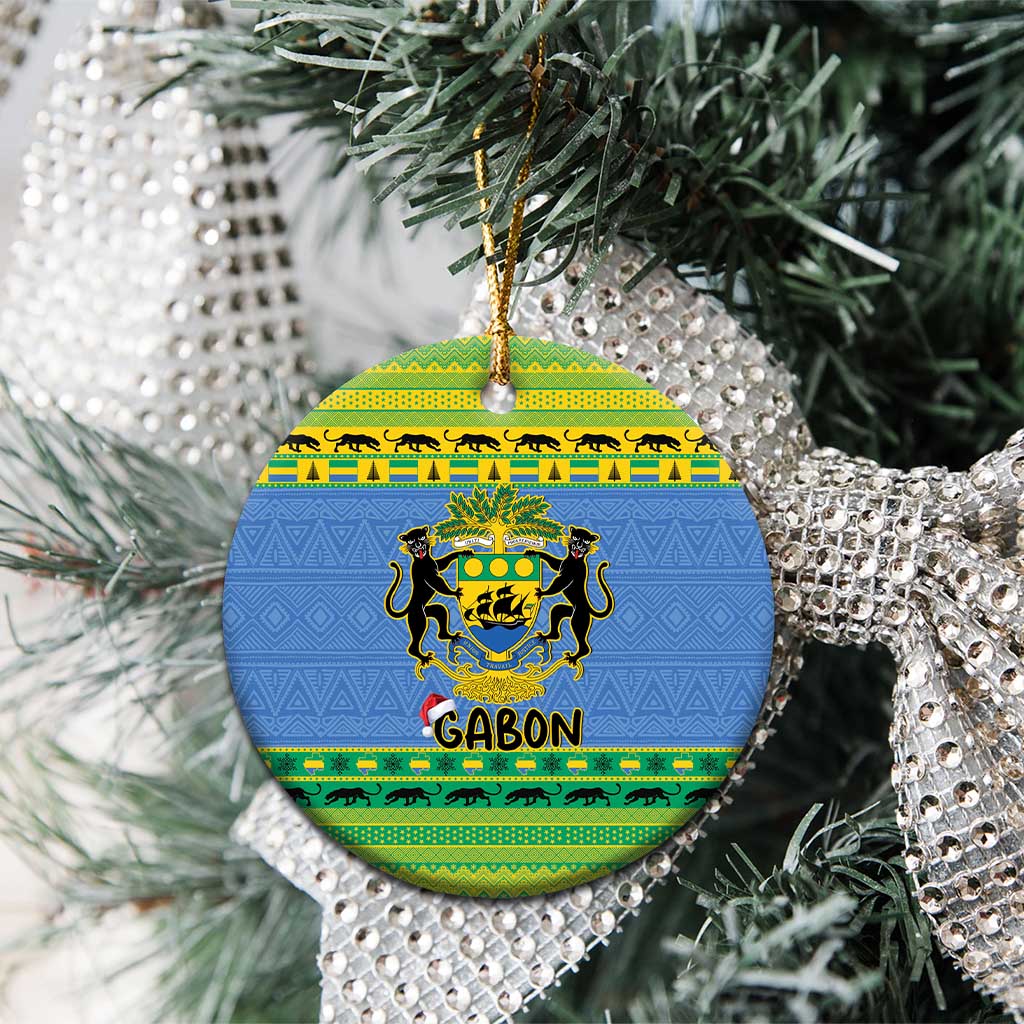 Gabon Christmas Ceramic Ornament Coat Of Arms Joyeux Noel LT15