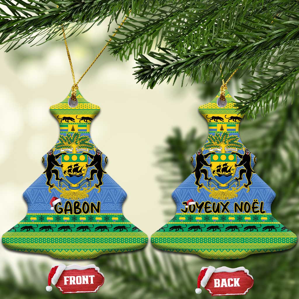 Gabon Christmas Ceramic Ornament Coat Of Arms Joyeux Noel LT15