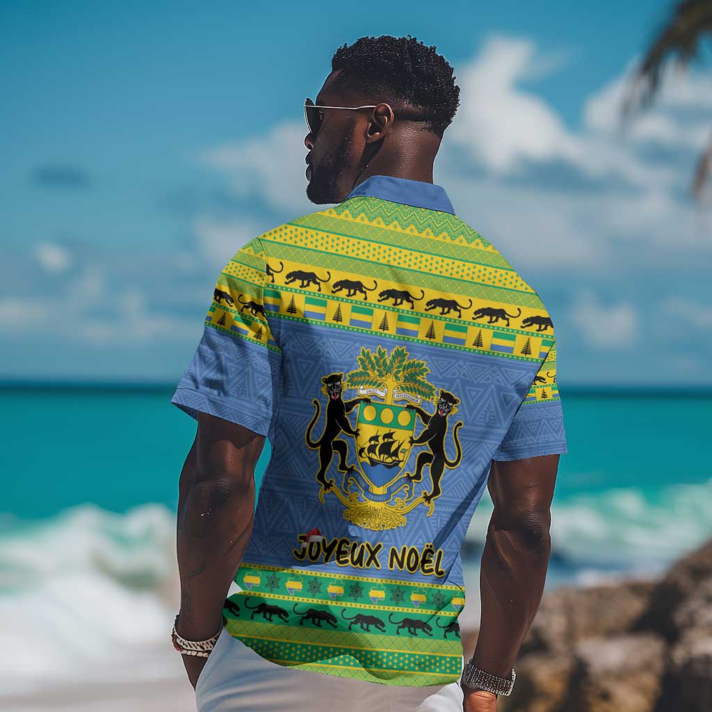 Afro Gabon Christmas Hawaiian Shirt Coat Of Arms Mix African Pattern LT15