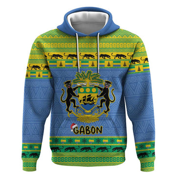 Gabon Christmas Hoodie Coat Of Arms Joyeux Noel LT15