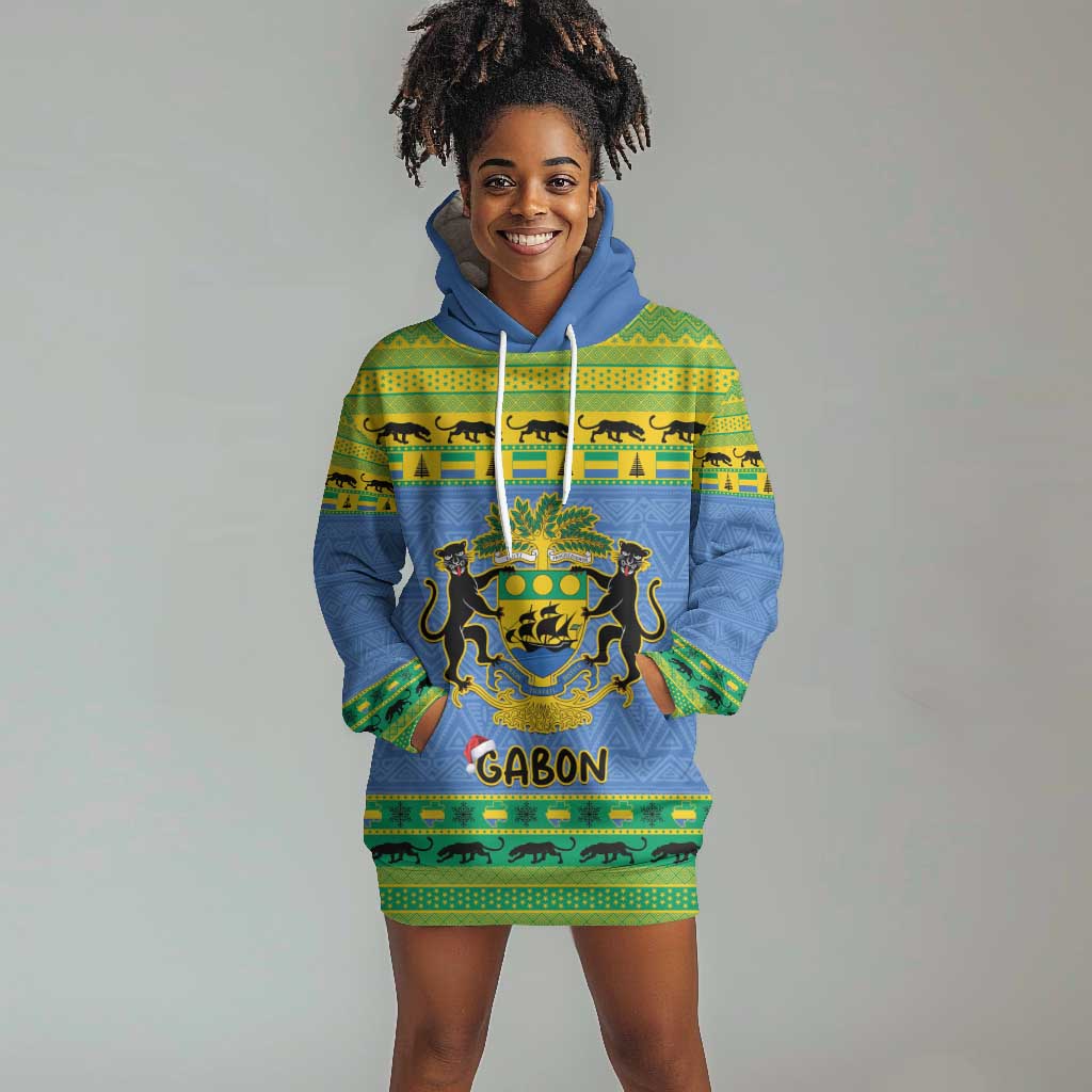 Afro Gabon Christmas Hoodie Dress Coat Of Arms Mix African Pattern LT15