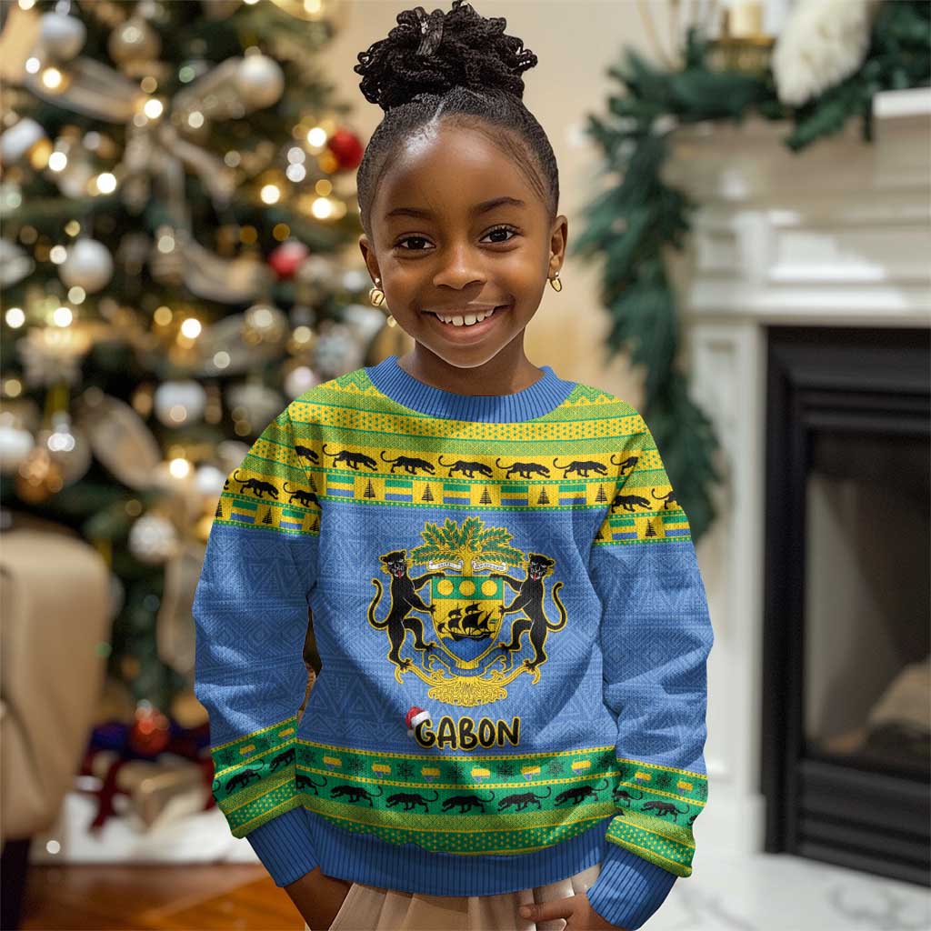 Afro Gabon Christmas Kid Ugly Christmas Sweater Coat Of Arms Mix African Pattern LT15