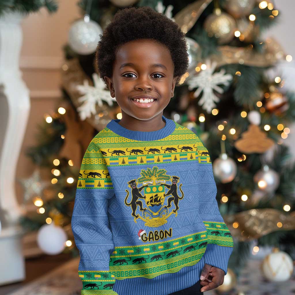 Afro Gabon Christmas Kid Ugly Christmas Sweater Coat Of Arms Mix African Pattern LT15