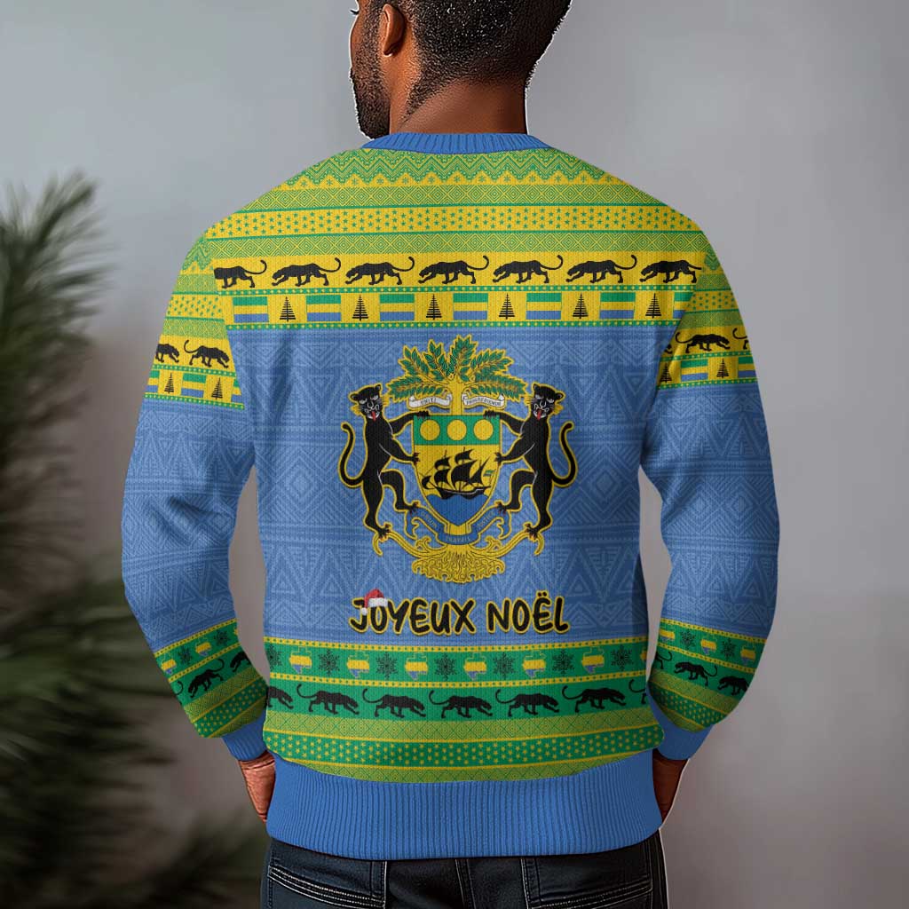 Afro Gabon Christmas Ugly Christmas Sweater Coat Of Arms Mix African Pattern LT15