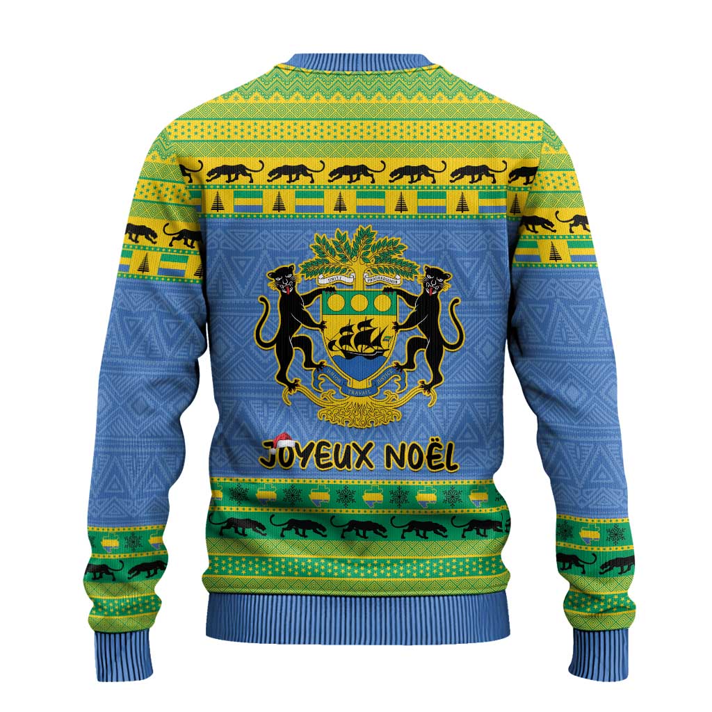 Afro Gabon Christmas Ugly Christmas Sweater Coat Of Arms Mix African Pattern LT15
