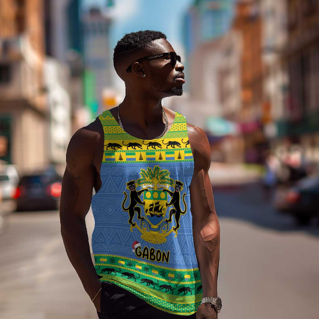 Afro Gabon Christmas Men Tank Top Coat Of Arms Mix African Pattern LT15
