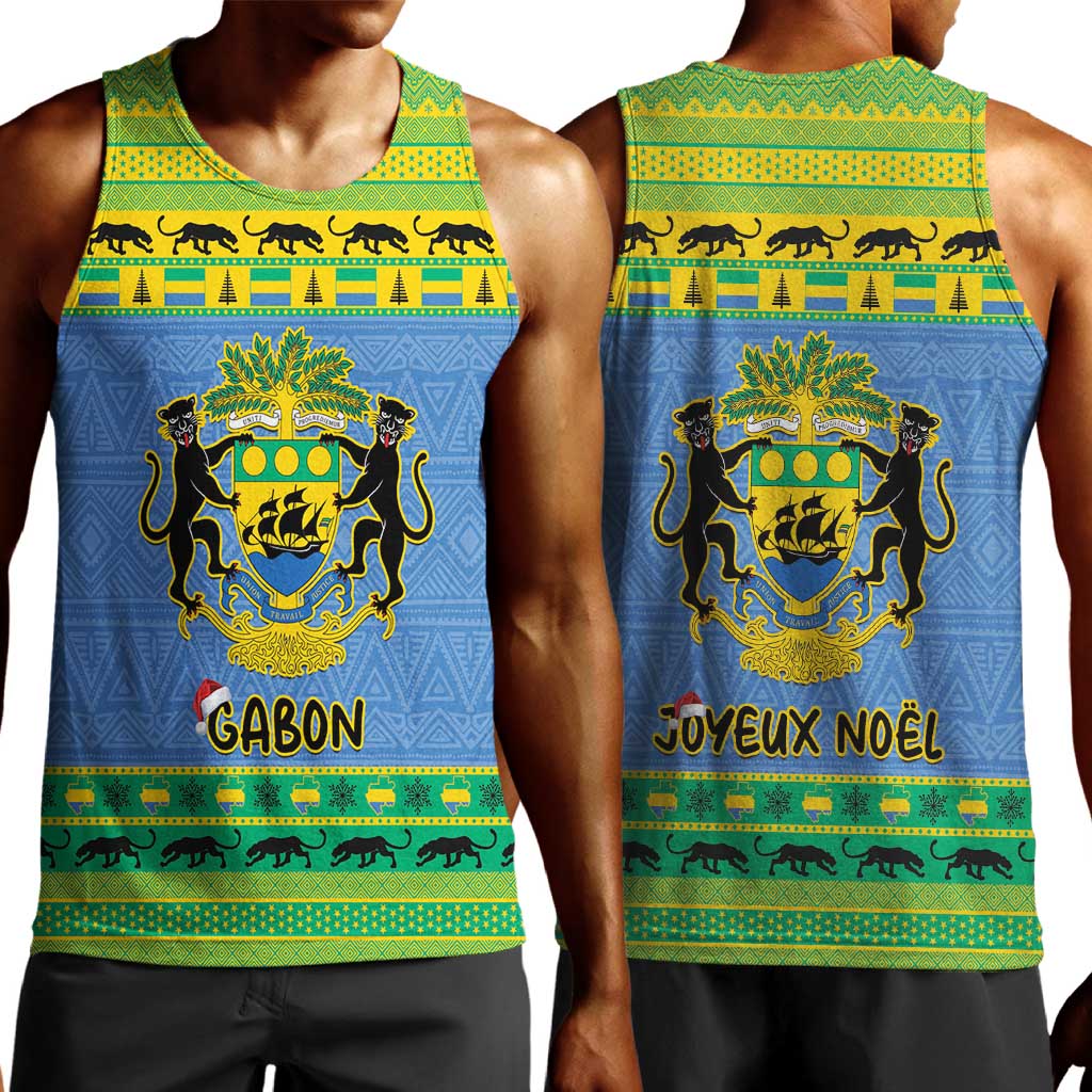 Afro Gabon Christmas Men Tank Top Coat Of Arms Mix African Pattern LT15