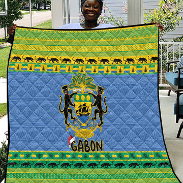 Afro Gabon Christmas Quilt Coat Of Arms Mix African Pattern LT15