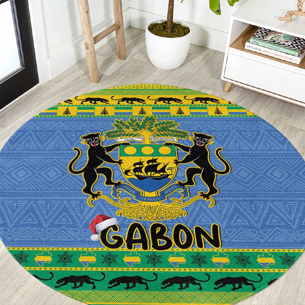 Afro Gabon Christmas Round Carpet Coat Of Arms Mix African Pattern LT15