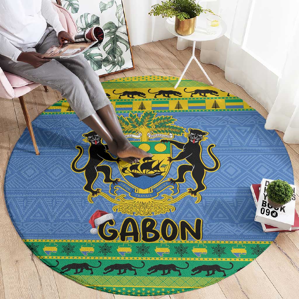 Afro Gabon Christmas Round Carpet Coat Of Arms Mix African Pattern LT15