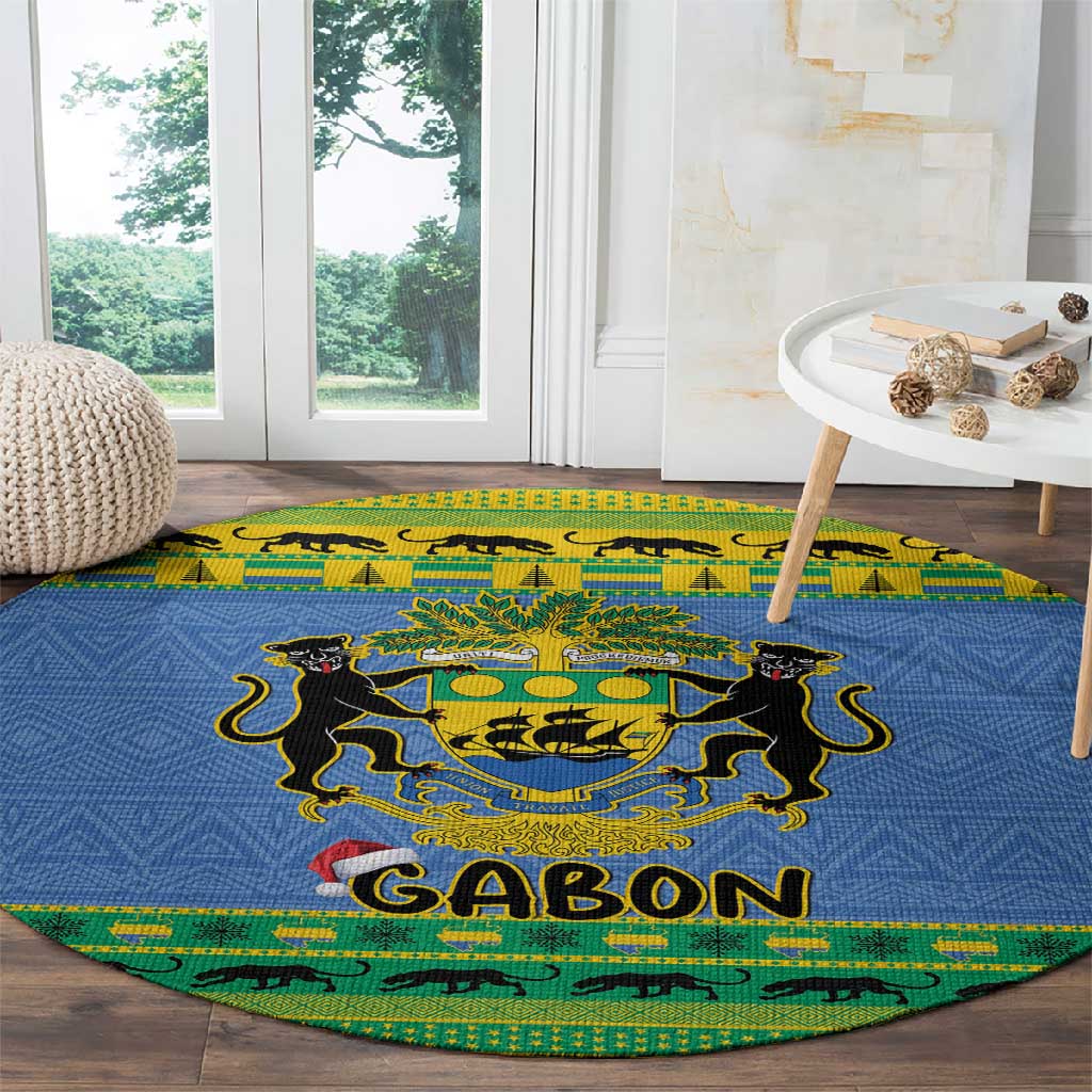 Afro Gabon Christmas Round Carpet Coat Of Arms Mix African Pattern LT15
