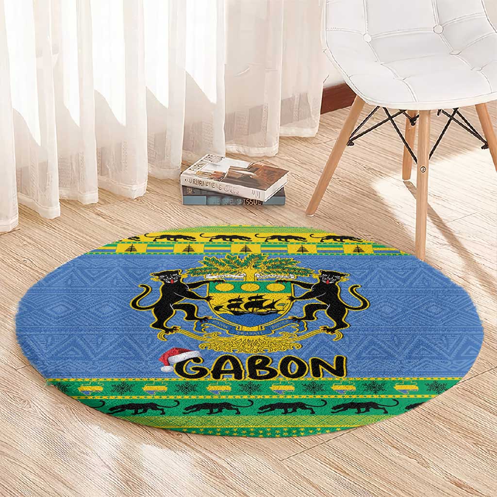 Afro Gabon Christmas Round Carpet Coat Of Arms Mix African Pattern LT15