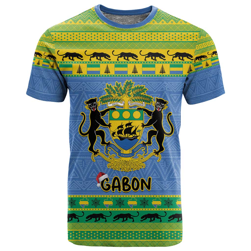 Afro Gabon Christmas T shirt Coat Of Arms Mix African Pattern LT15