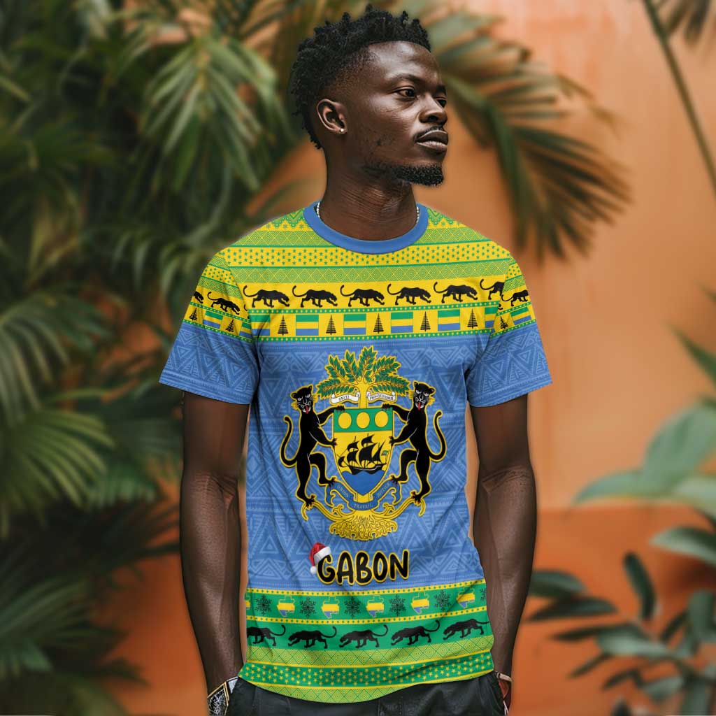 Afro Gabon Christmas T shirt Coat Of Arms Mix African Pattern LT15