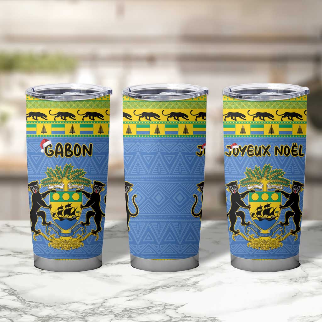 Afro Gabon Christmas Tumbler Cup Coat Of Arms Mix African Pattern LT15