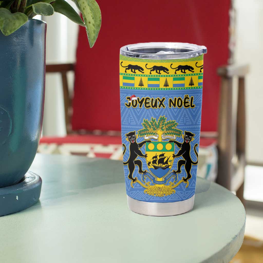 Afro Gabon Christmas Tumbler Cup Coat Of Arms Mix African Pattern LT15
