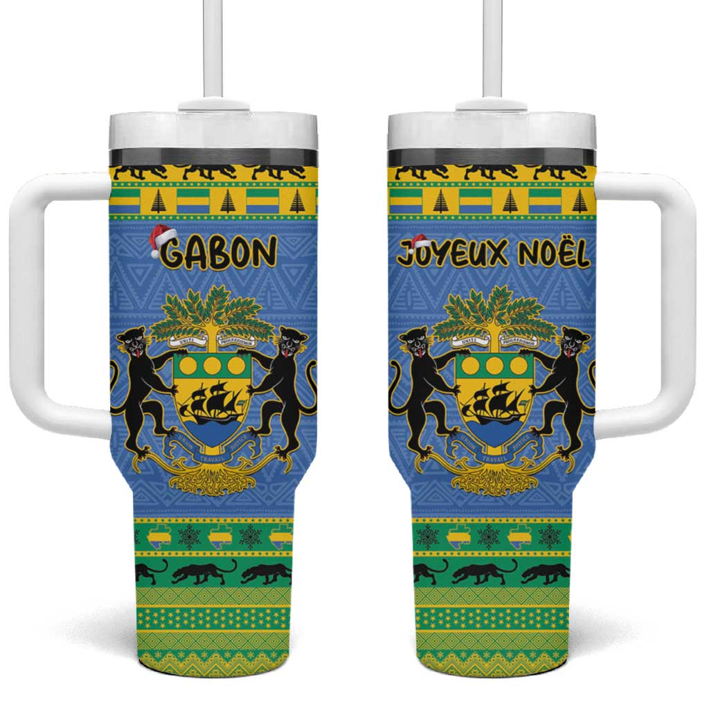 Afro Gabon Christmas Tumbler With Handle Coat Of Arms Mix African Pattern LT15