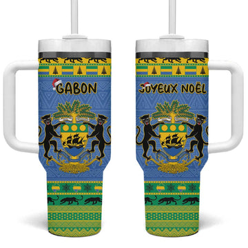 Afro Gabon Christmas Tumbler With Handle Coat Of Arms Mix African Pattern LT15