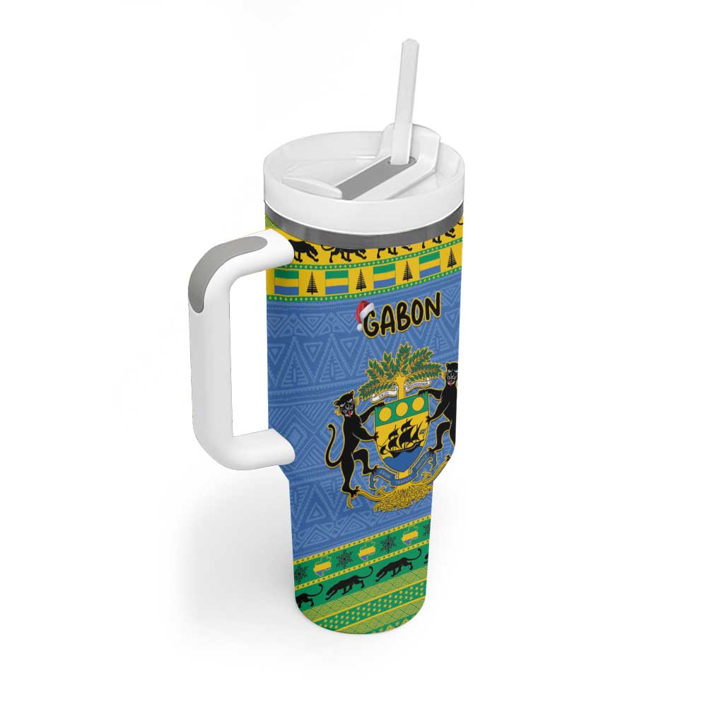 Afro Gabon Christmas Tumbler With Handle Coat Of Arms Mix African Pattern LT15