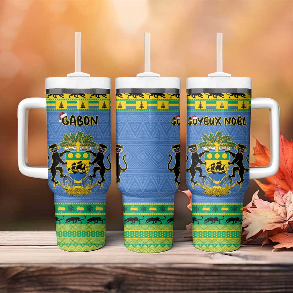 Afro Gabon Christmas Tumbler With Handle Coat Of Arms Mix African Pattern LT15