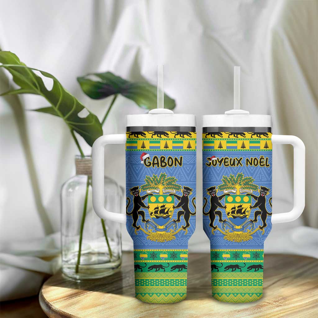 Afro Gabon Christmas Tumbler With Handle Coat Of Arms Mix African Pattern LT15