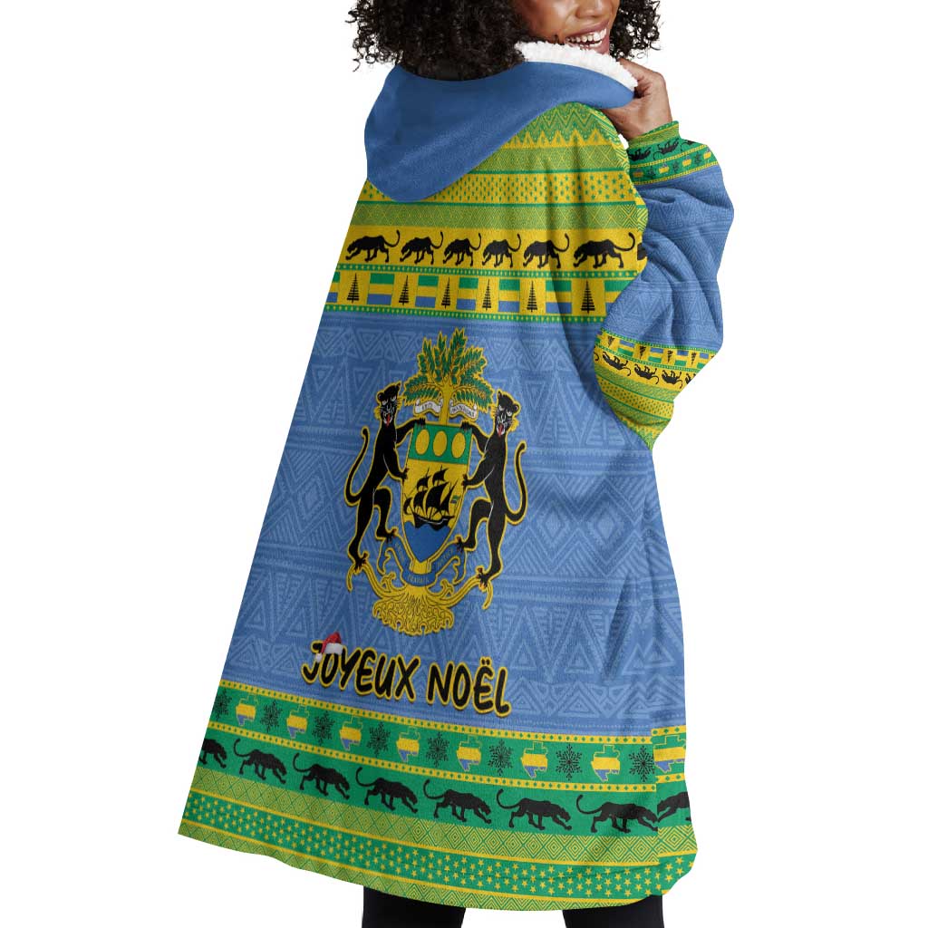 Afro Gabon Christmas Wearable Blanket Hoodie Coat Of Arms Mix African Pattern LT15
