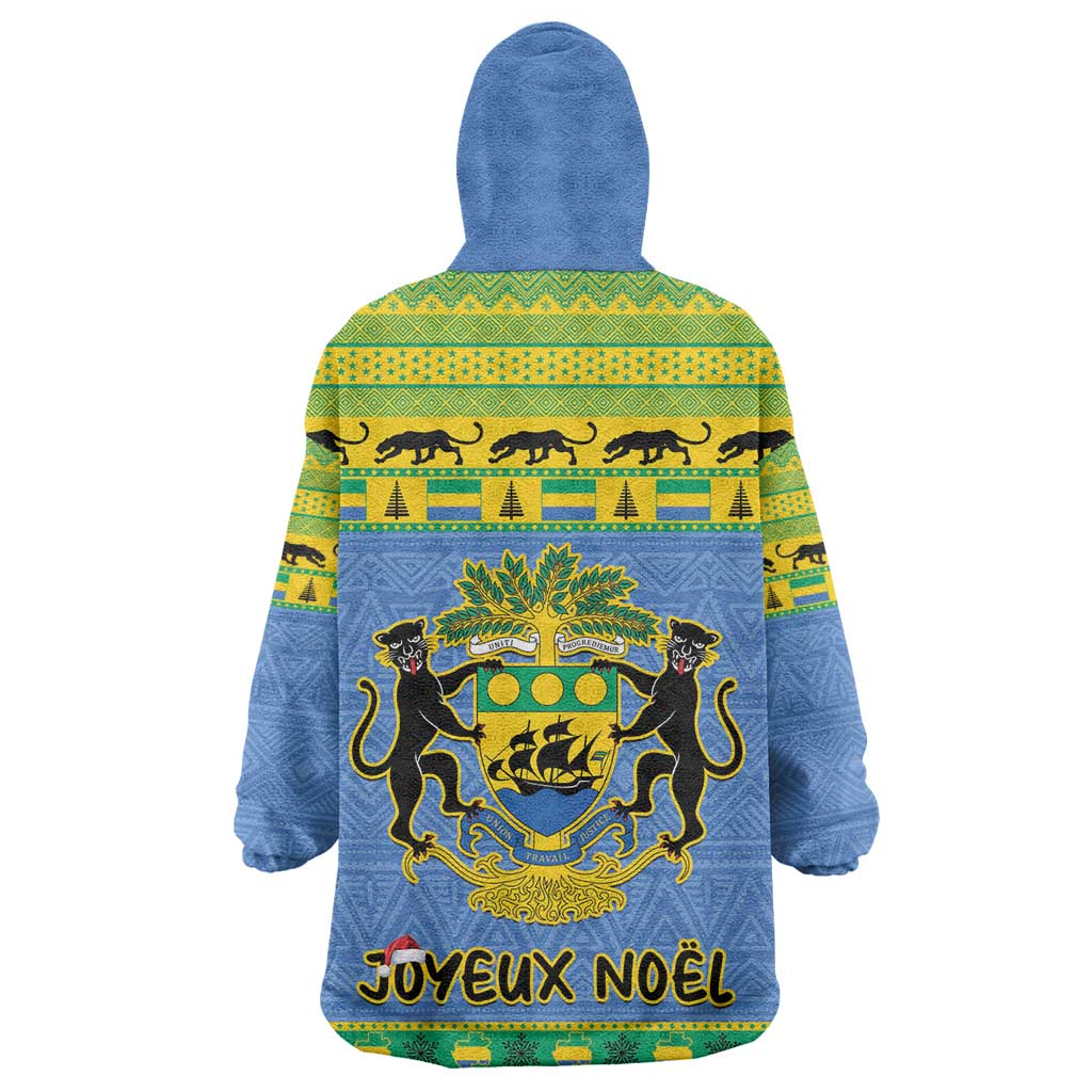 Afro Gabon Christmas Wearable Blanket Hoodie Coat Of Arms Mix African Pattern LT15