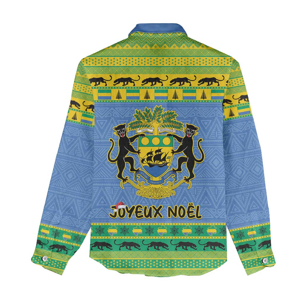 Afro Gabon Christmas Women Casual Shirt Coat Of Arms Mix African Pattern LT15
