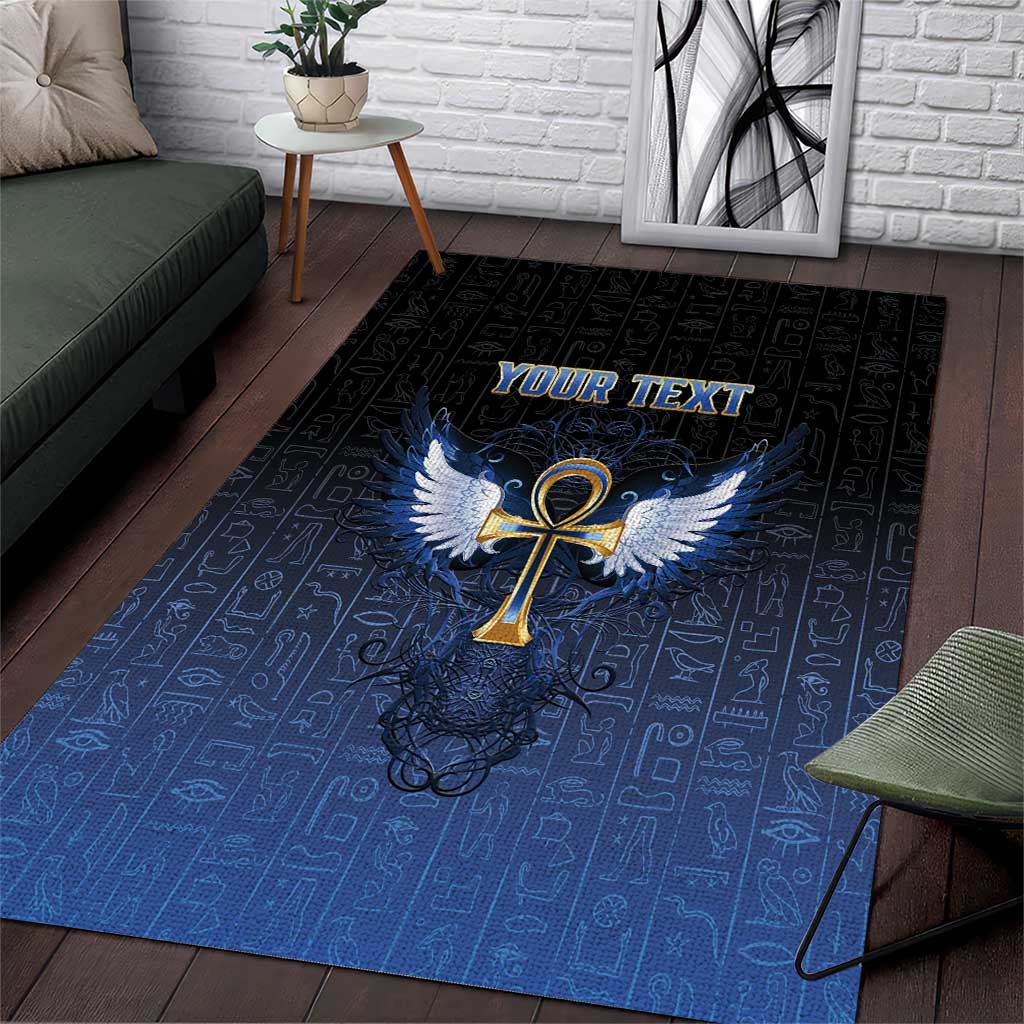 Personalised Egyptian Ankh Area Rug Egypt Hieroglyphs Pattern LT15