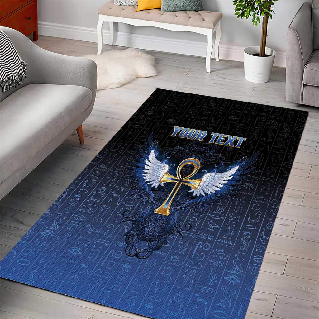 Personalised Egyptian Ankh Area Rug Egypt Hieroglyphs Pattern LT15