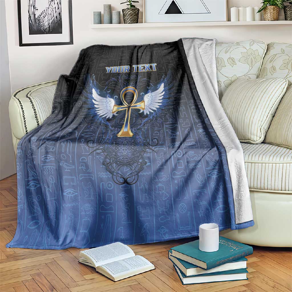 Personalised Egyptian Ankh Blanket Egypt Hieroglyphs Pattern LT15