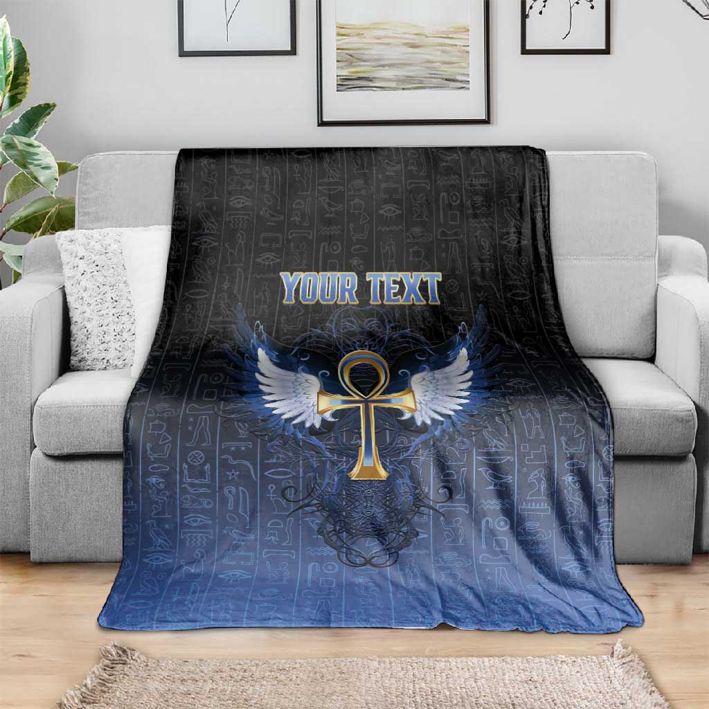 Personalised Egyptian Ankh Blanket Egypt Hieroglyphs Pattern LT15