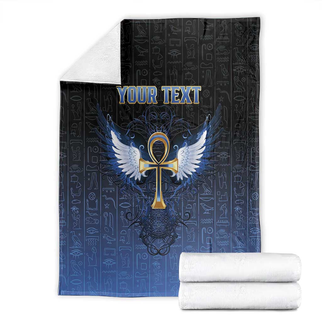 Personalised Egyptian Ankh Blanket Egypt Hieroglyphs Pattern LT15