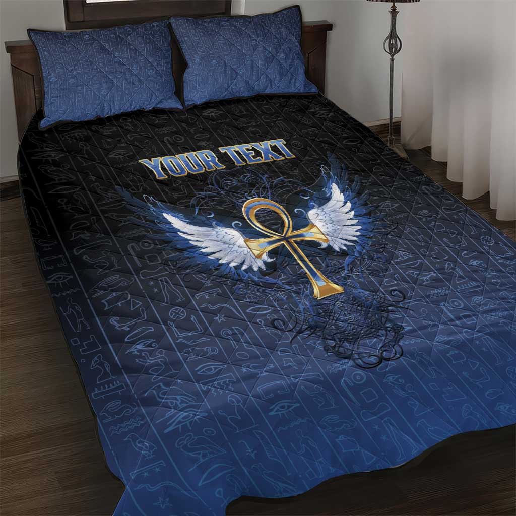 Personalised Egyptian Ankh Quilt Bed Set Egypt Hieroglyphs Pattern LT15