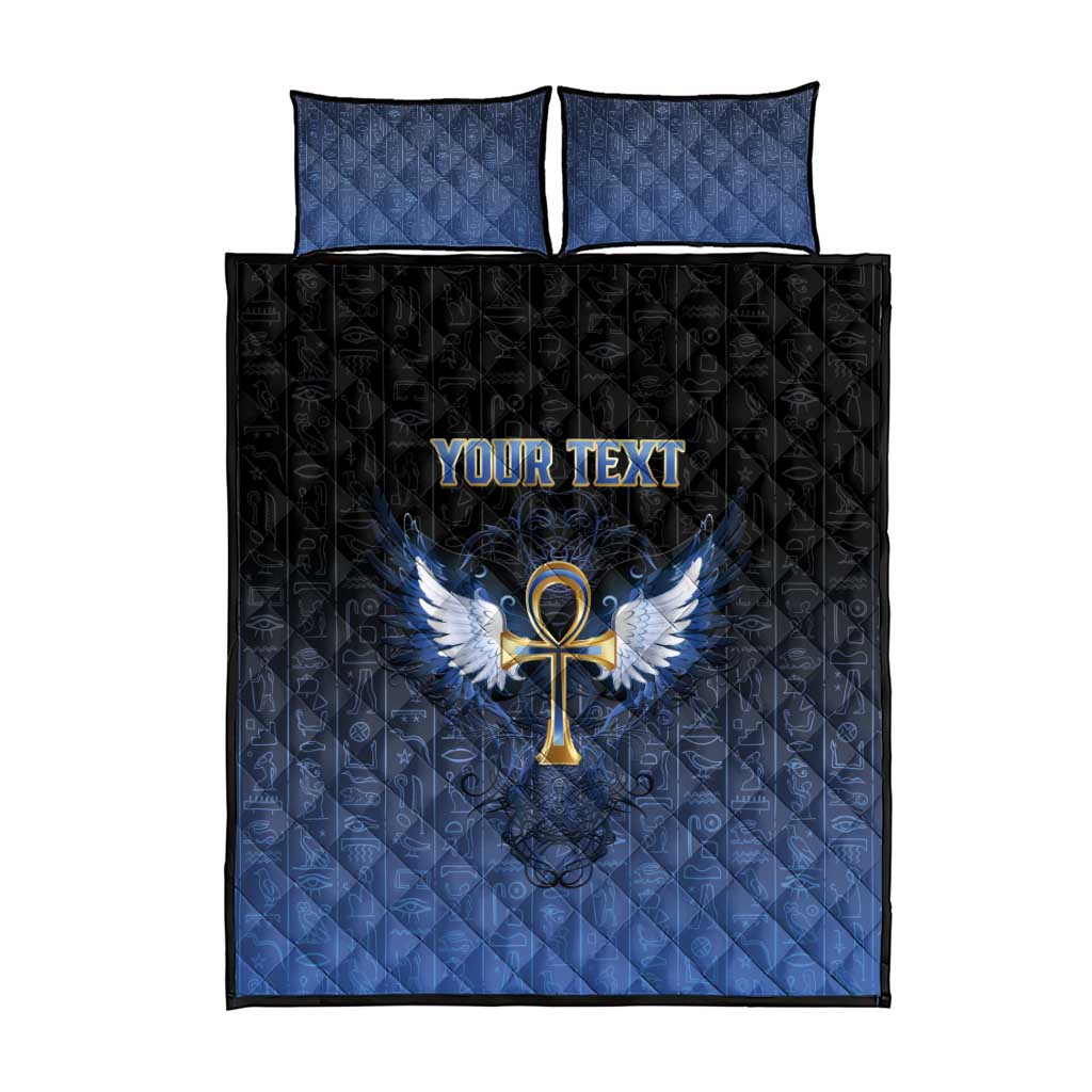 Personalised Egyptian Ankh Quilt Bed Set Egypt Hieroglyphs Pattern LT15
