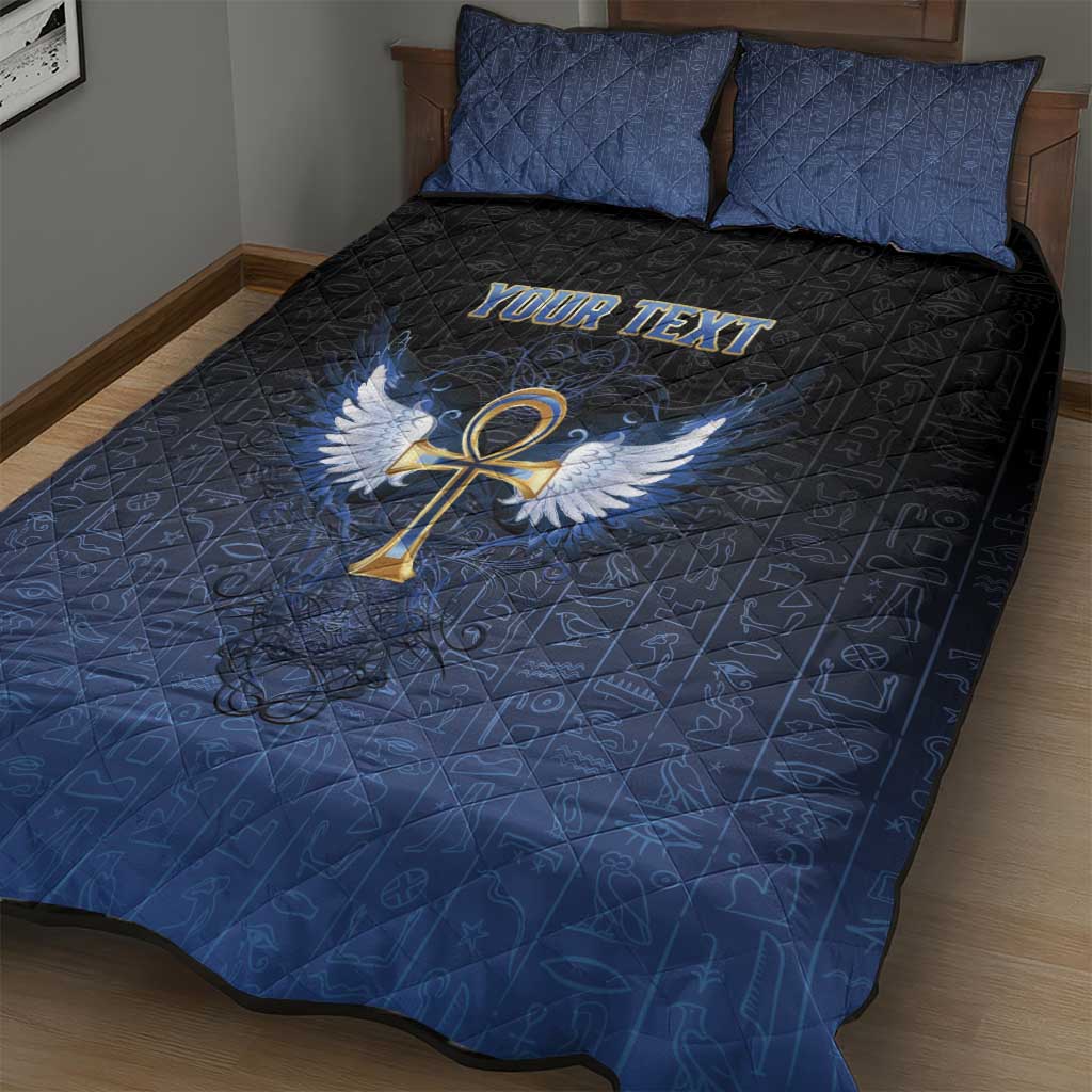 Personalised Egyptian Ankh Quilt Bed Set Egypt Hieroglyphs Pattern LT15