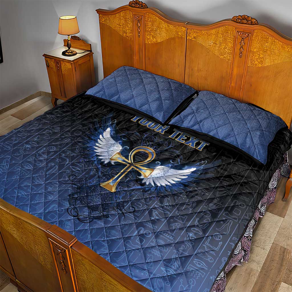 Personalised Egyptian Ankh Quilt Bed Set Egypt Hieroglyphs Pattern LT15