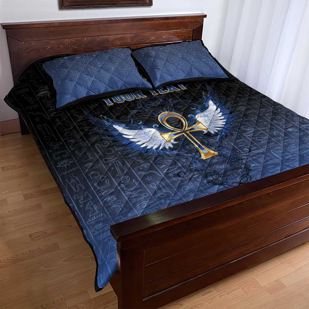 Personalised Egyptian Ankh Quilt Bed Set Egypt Hieroglyphs Pattern LT15