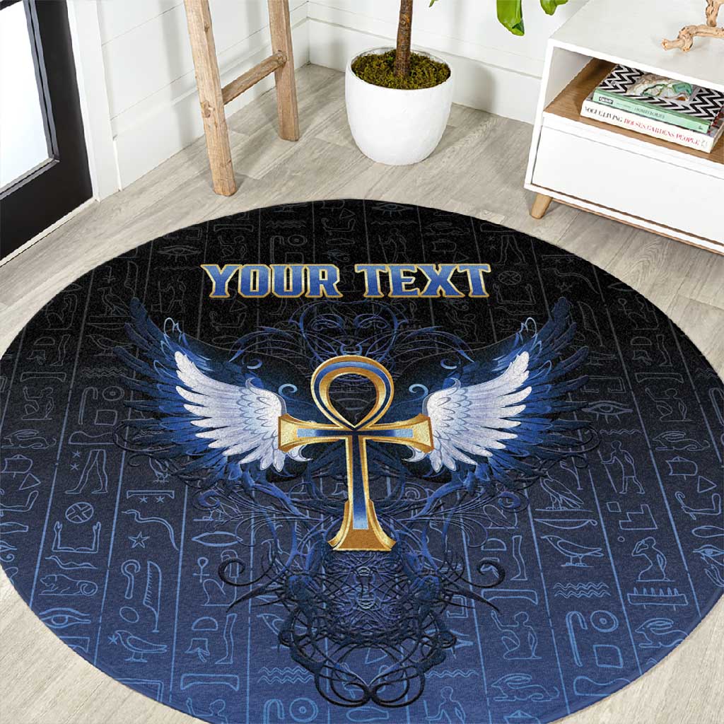 Personalised Egyptian Ankh Round Carpet Egypt Hieroglyphs Pattern LT15