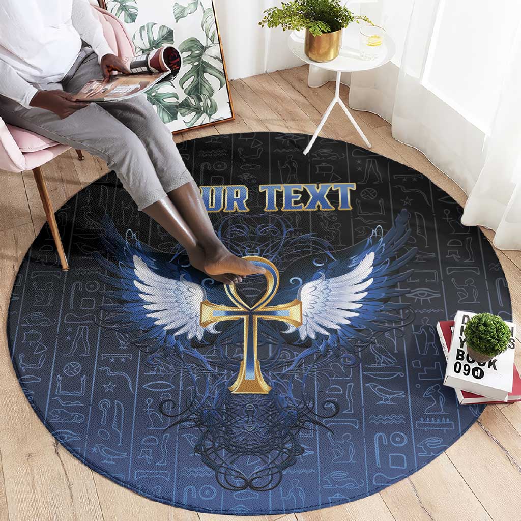 Personalised Egyptian Ankh Round Carpet Egypt Hieroglyphs Pattern LT15