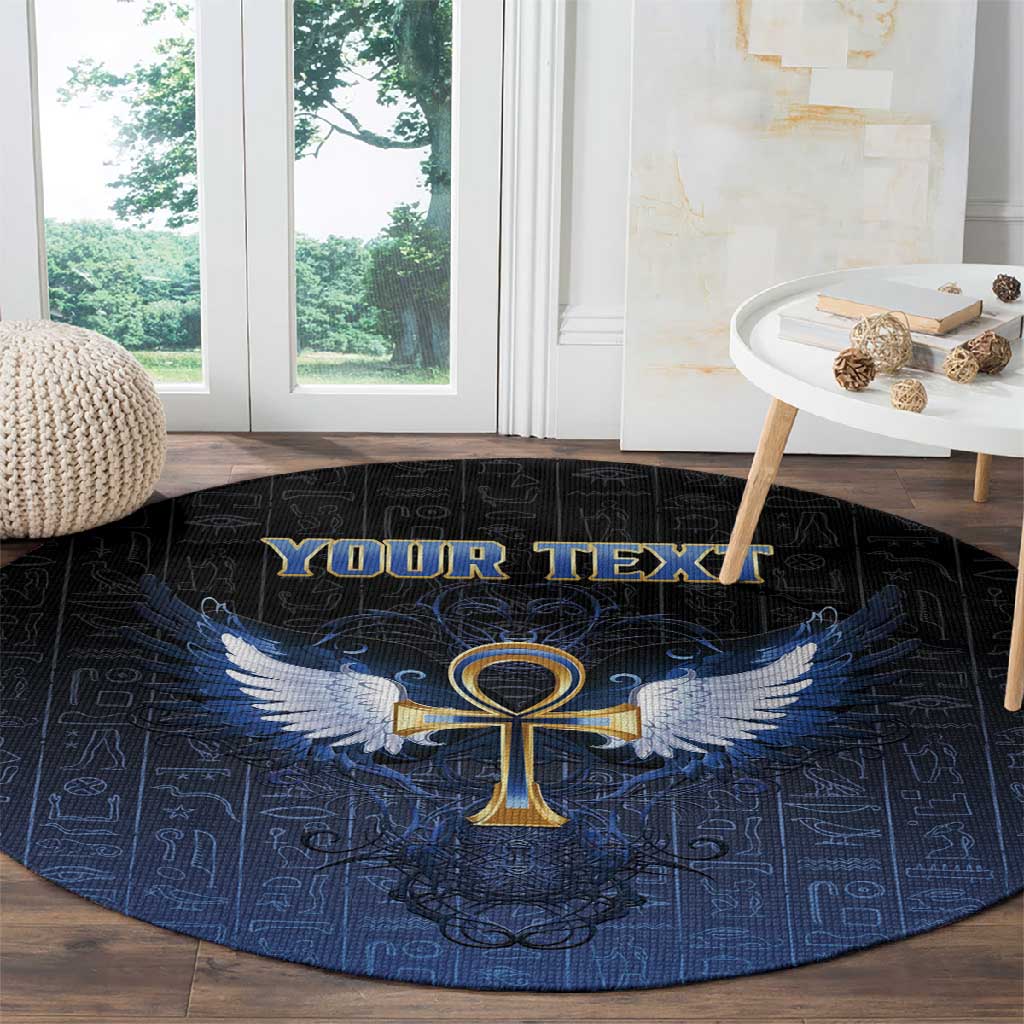 Personalised Egyptian Ankh Round Carpet Egypt Hieroglyphs Pattern LT15