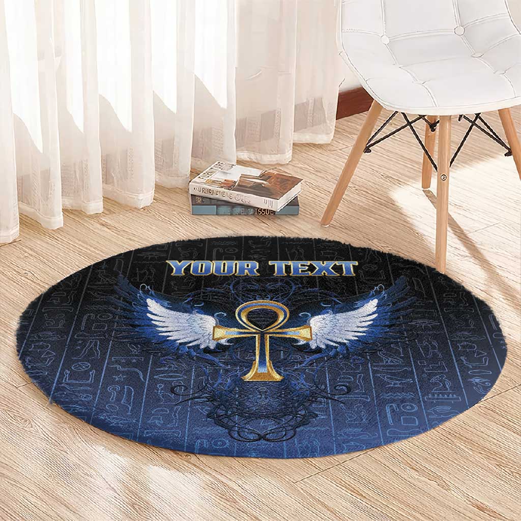 Personalised Egyptian Ankh Round Carpet Egypt Hieroglyphs Pattern LT15