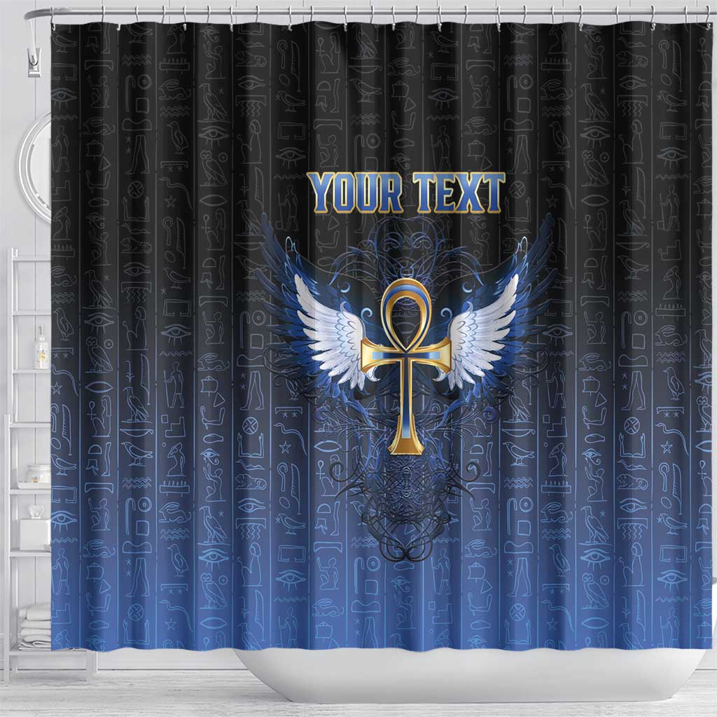 Personalised Egyptian Ankh Shower Curtain Egypt Hieroglyphs Pattern LT15