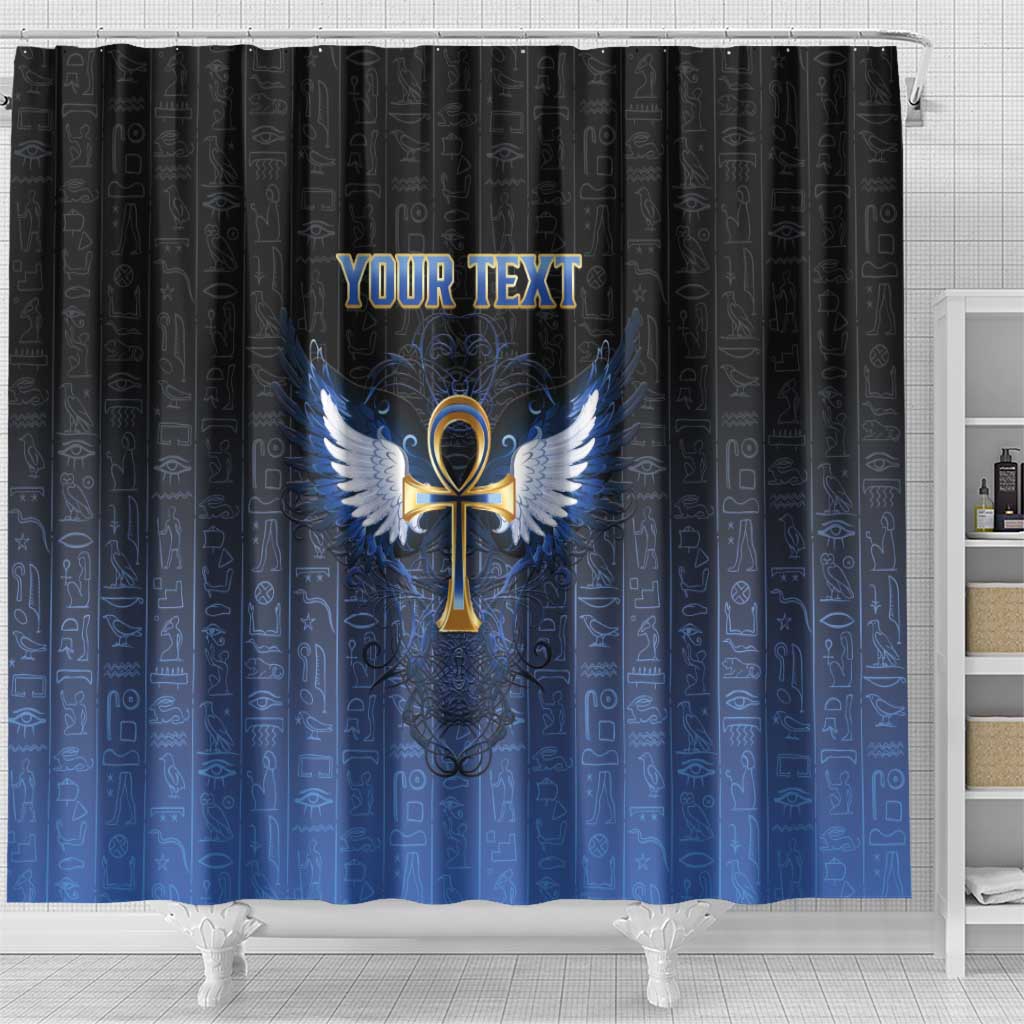 Personalised Egyptian Ankh Shower Curtain Egypt Hieroglyphs Pattern LT15