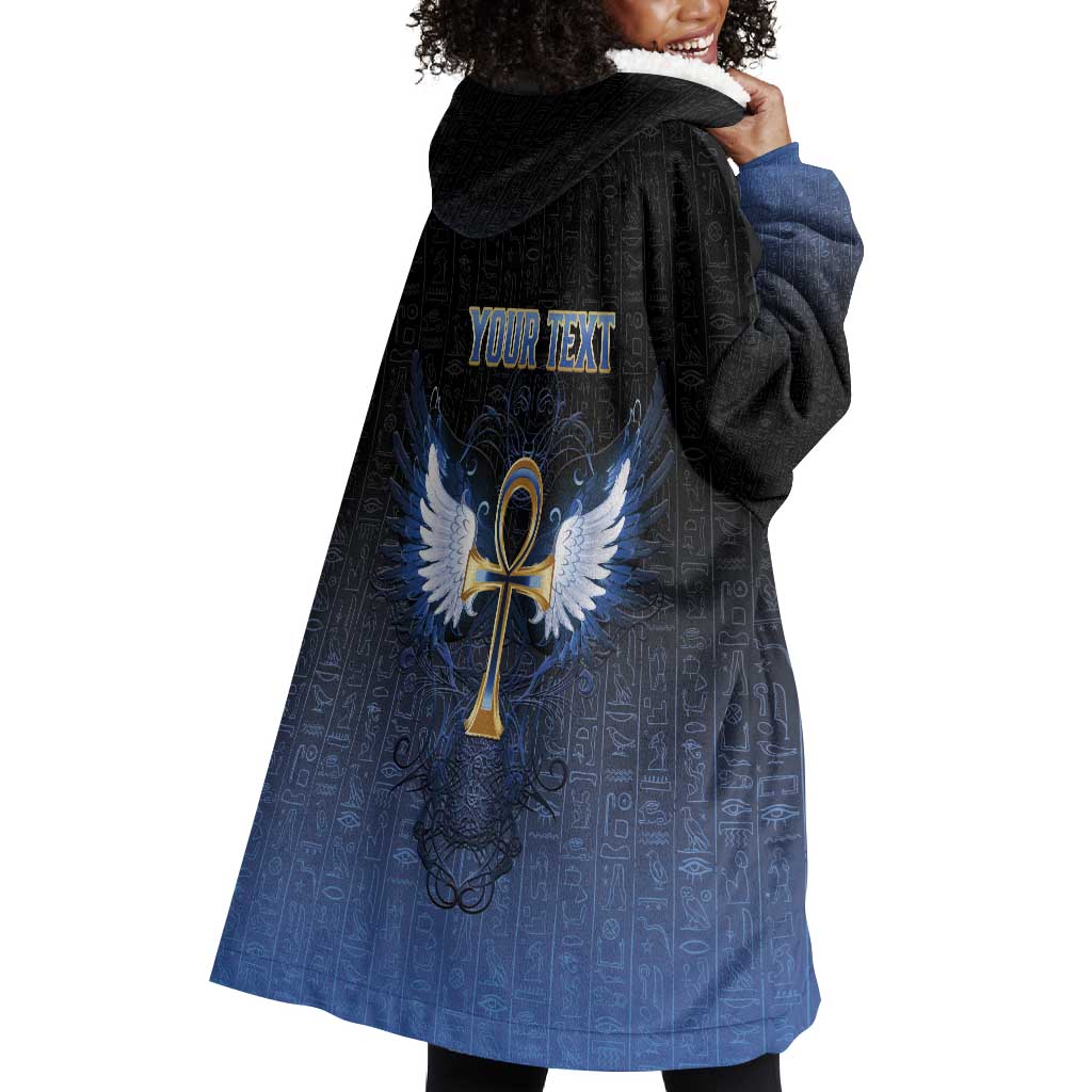 Personalised Egyptian Ankh Wearable Blanket Hoodie Egypt Hieroglyphs Pattern LT15