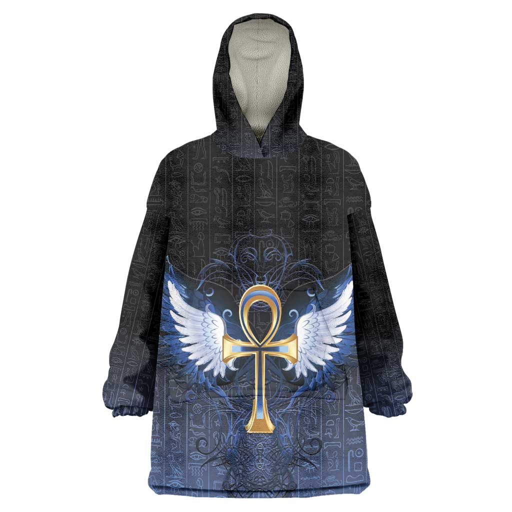 Personalised Egyptian Ankh Wearable Blanket Hoodie Egypt Hieroglyphs Pattern LT15