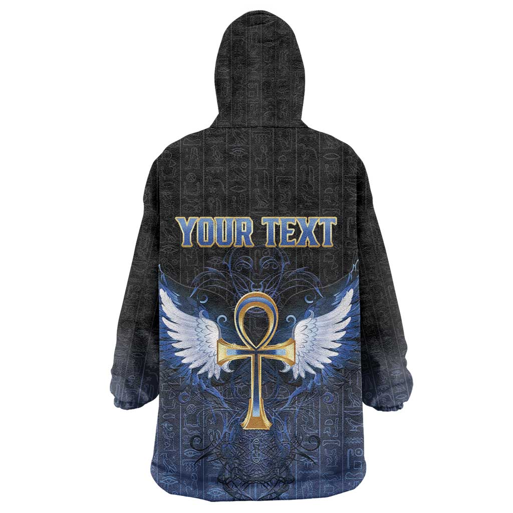 Personalised Egyptian Ankh Wearable Blanket Hoodie Egypt Hieroglyphs Pattern LT15